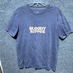 Skwosh Bloody Ripper  Blue Casual Short Sleeve Tee T Shirt Boxy Men's Small